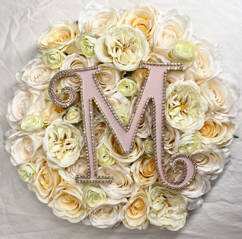 Round flower frame & Crystals Letter