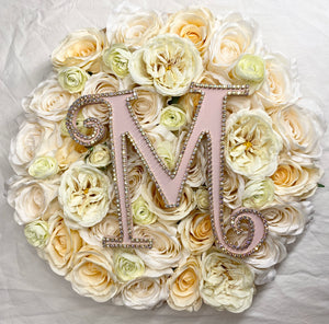 Round flower frame & Crystals Letter